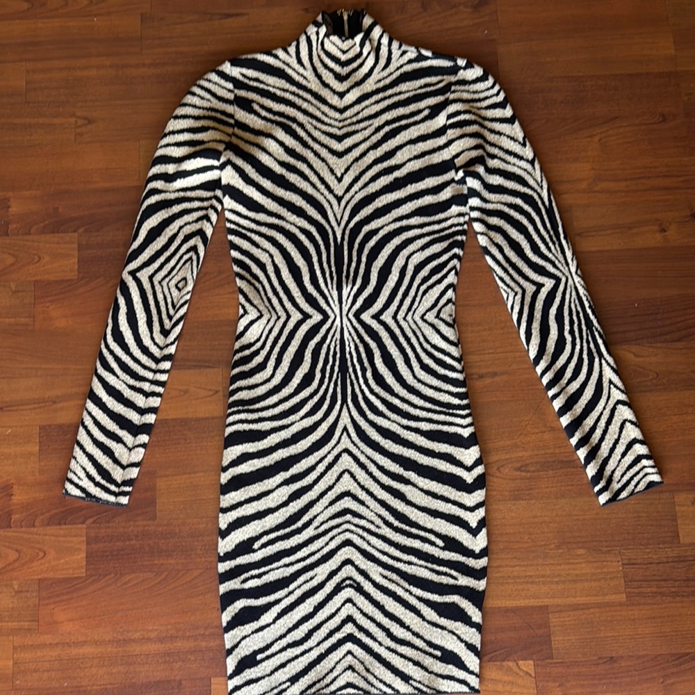Zebra Print Long Sleeve Dress